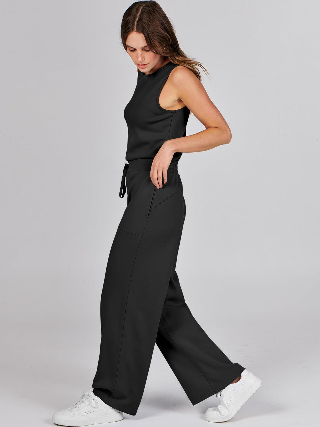 ANRABESS Women's Sleeveless Wide Leg Casual Jumpsuit