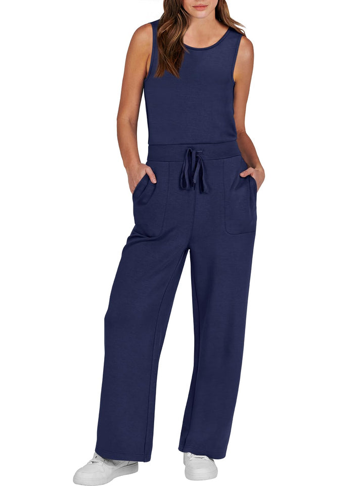 ANRABESS Women's Sleeveless Wide Leg Casual Jumpsuit