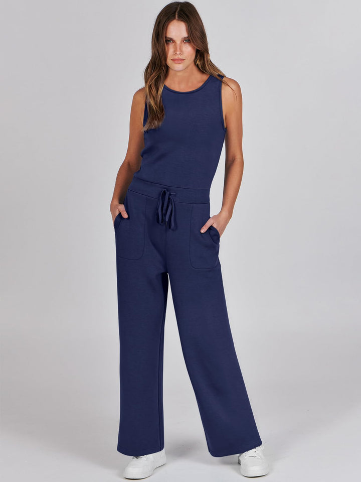 ANRABESS Women's Sleeveless Wide Leg Casual Jumpsuit
