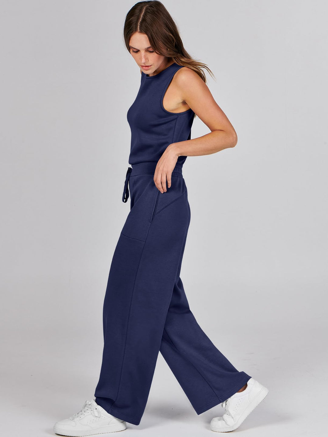 ANRABESS Women's Sleeveless Wide Leg Casual Jumpsuit