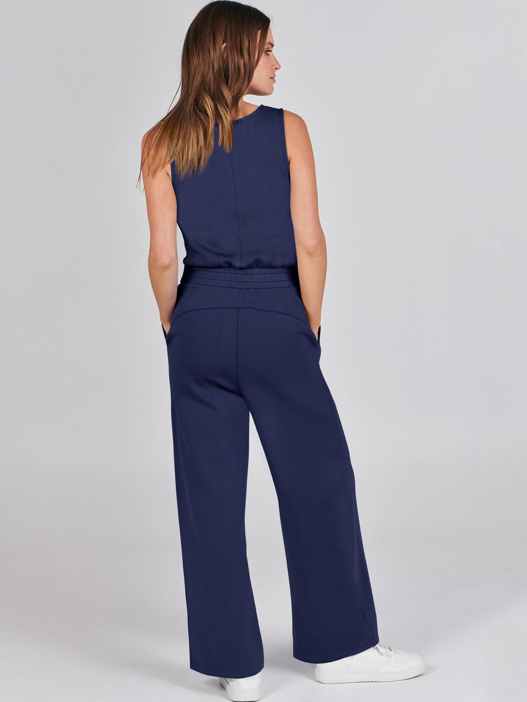 ANRABESS Women's Sleeveless Wide Leg Casual Jumpsuit