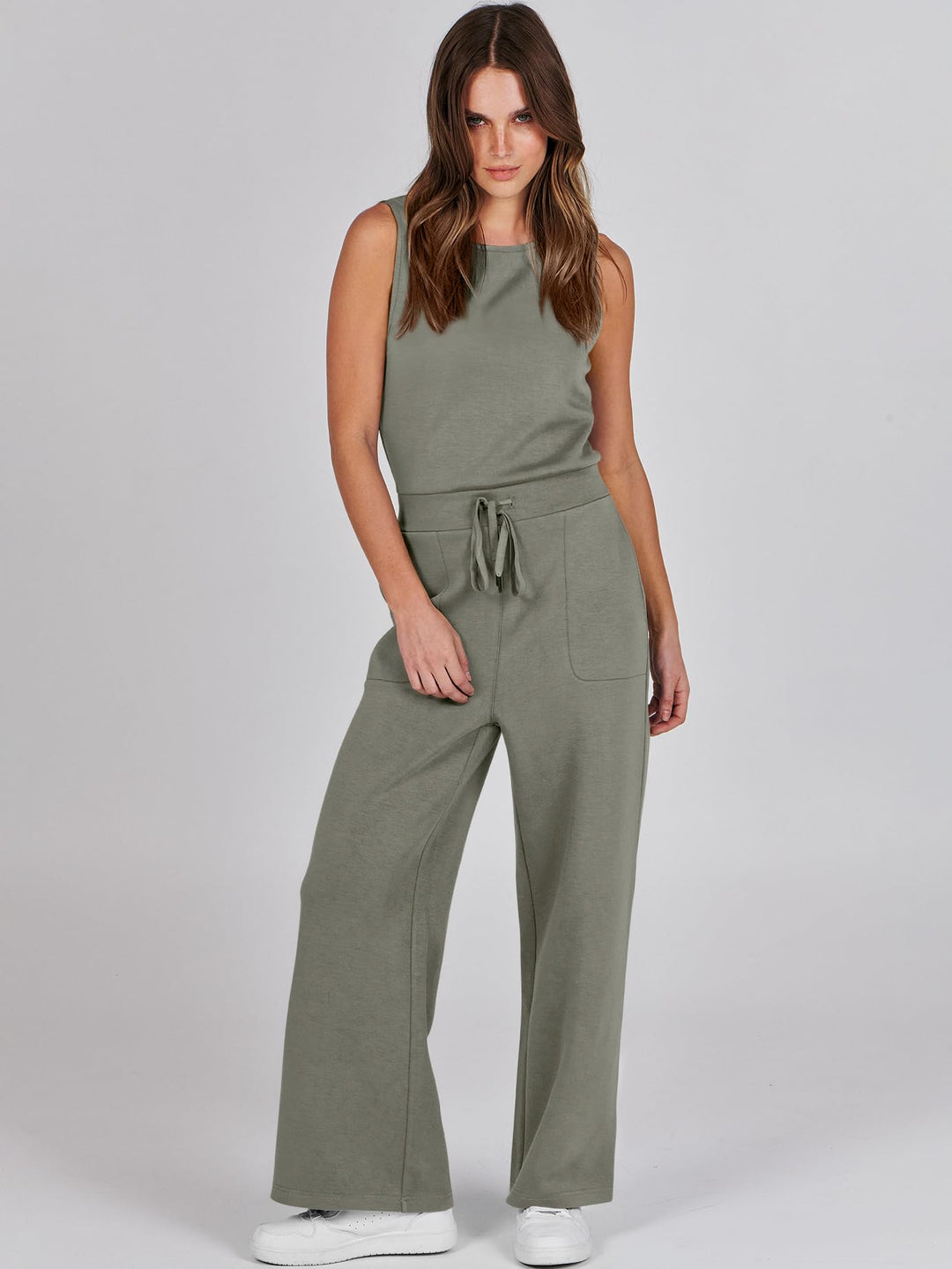ANRABESS Women's Sleeveless Wide Leg Casual Jumpsuit