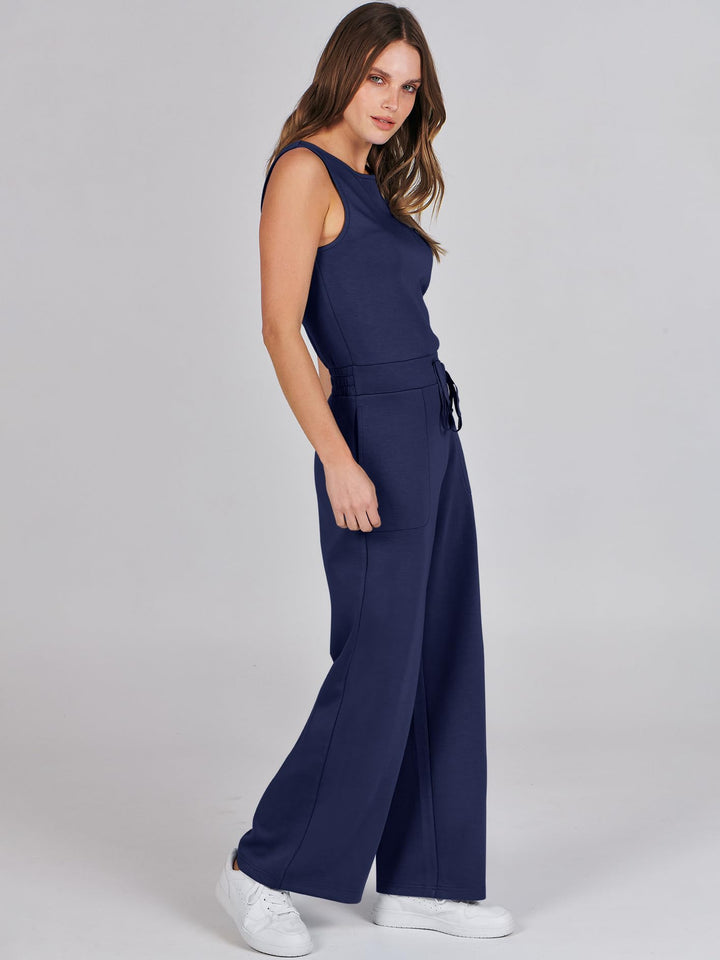 ANRABESS Women's Sleeveless Wide Leg Casual Jumpsuit