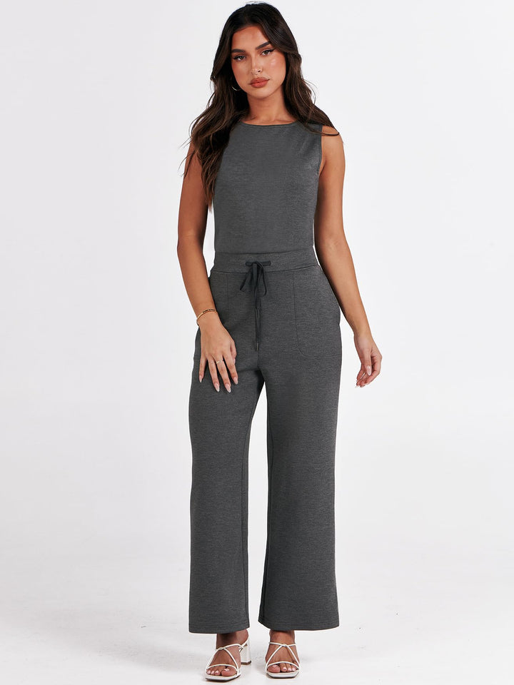 ANRABESS Women's Sleeveless Wide Leg Casual Jumpsuit