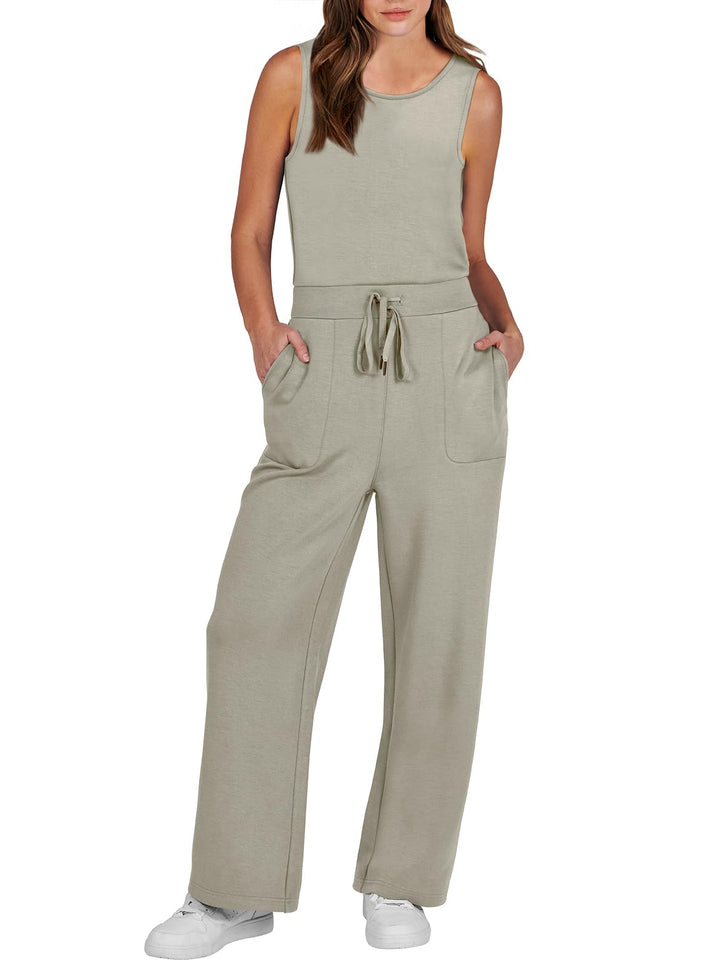 ANRABESS Women's Sleeveless Wide Leg Casual Jumpsuit