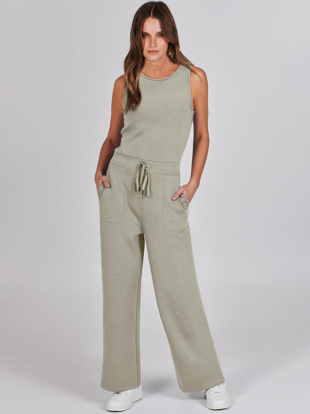 ANRABESS Women's Sleeveless Wide Leg Casual Jumpsuit
