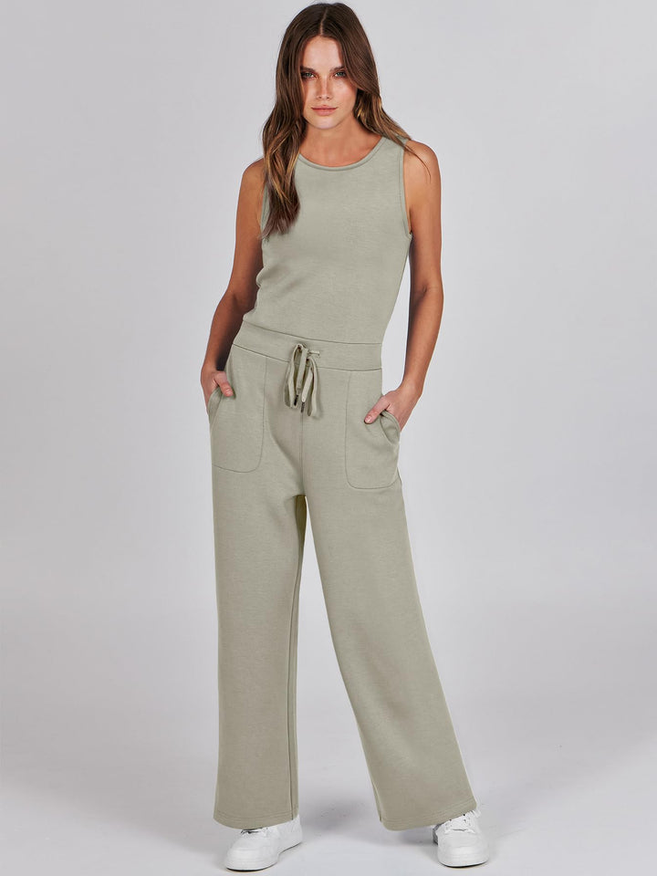 ANRABESS Women's Sleeveless Wide Leg Casual Jumpsuit