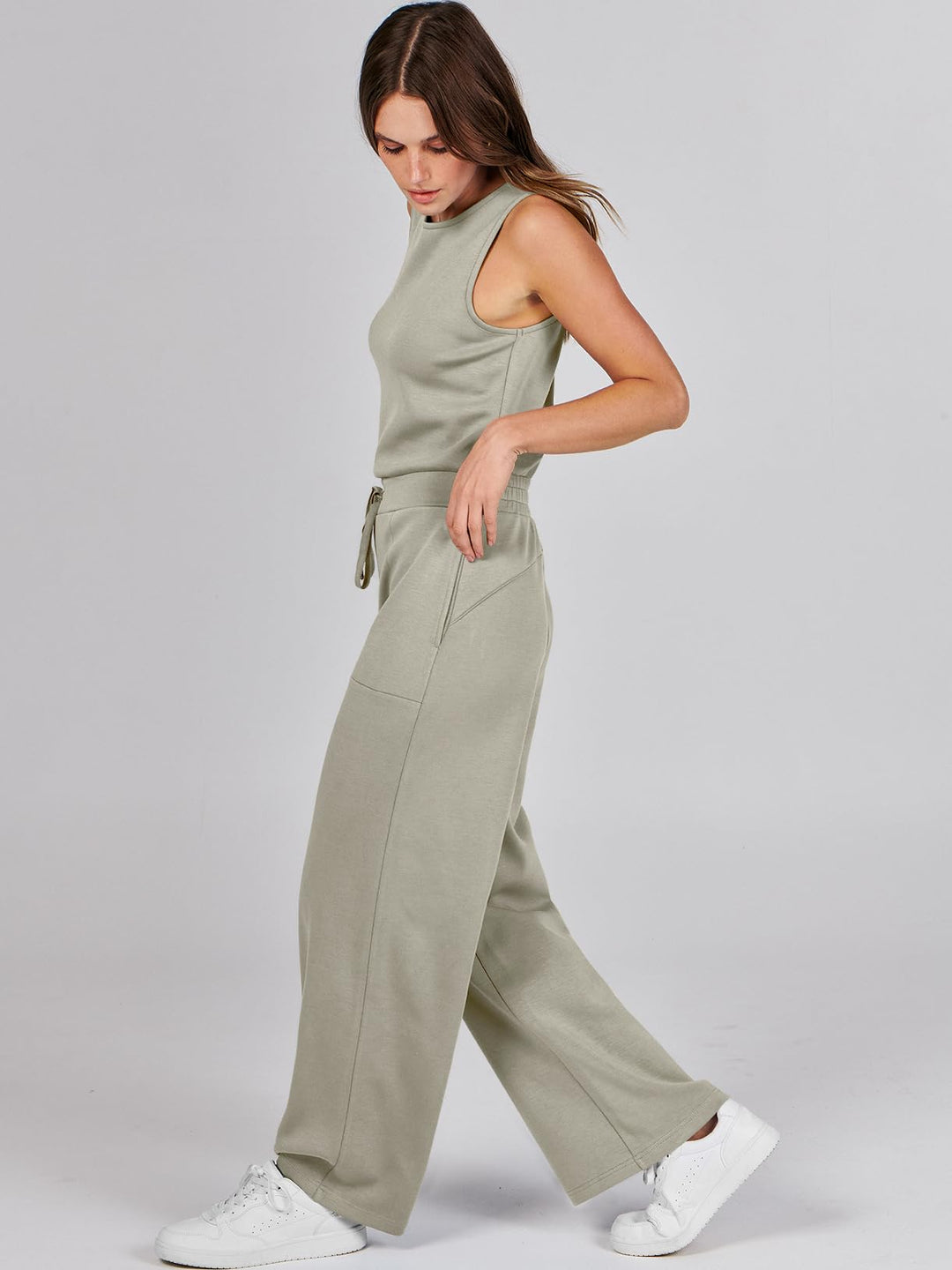 ANRABESS Women's Sleeveless Wide Leg Casual Jumpsuit