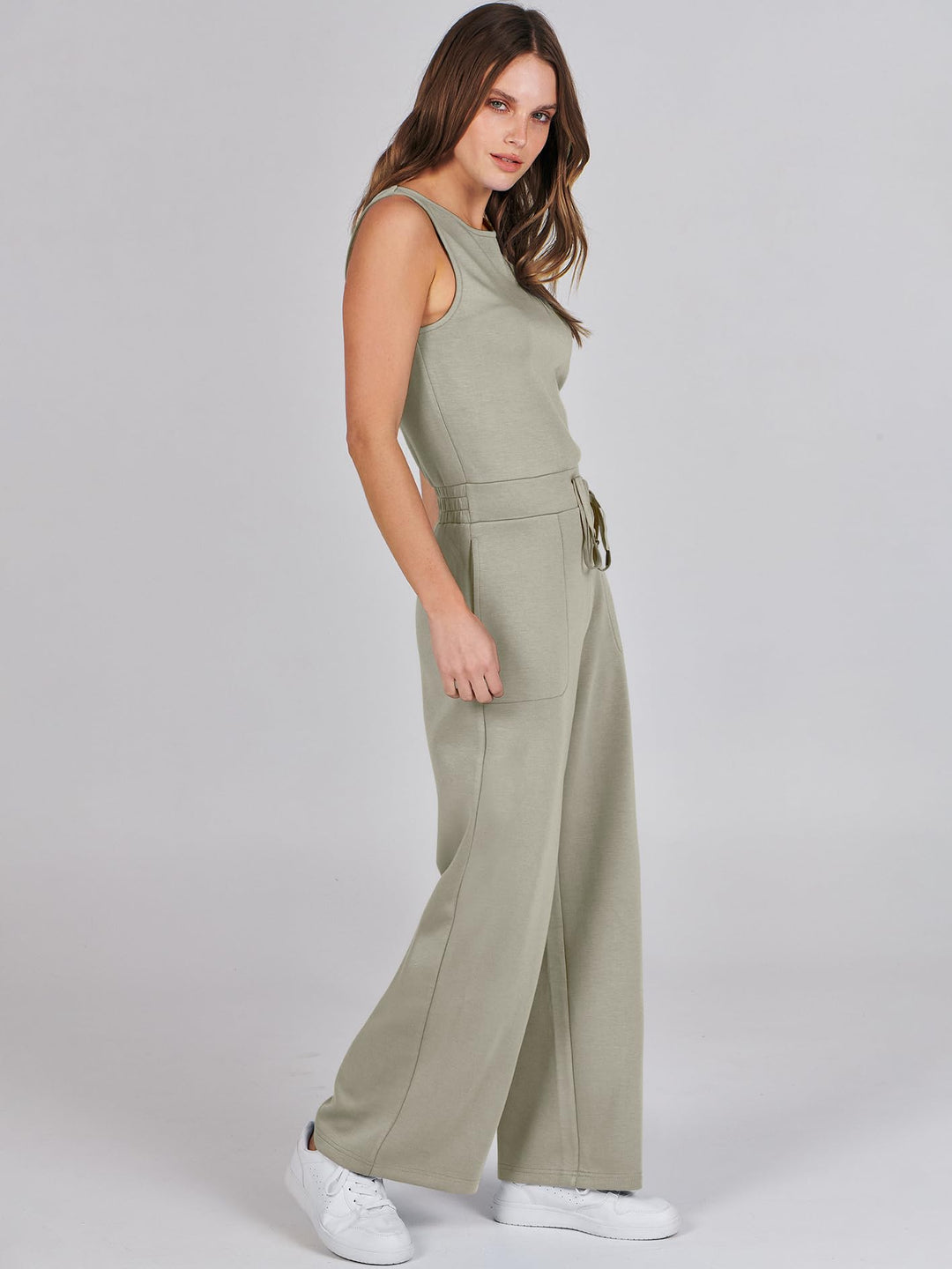 ANRABESS Women's Sleeveless Wide Leg Casual Jumpsuit