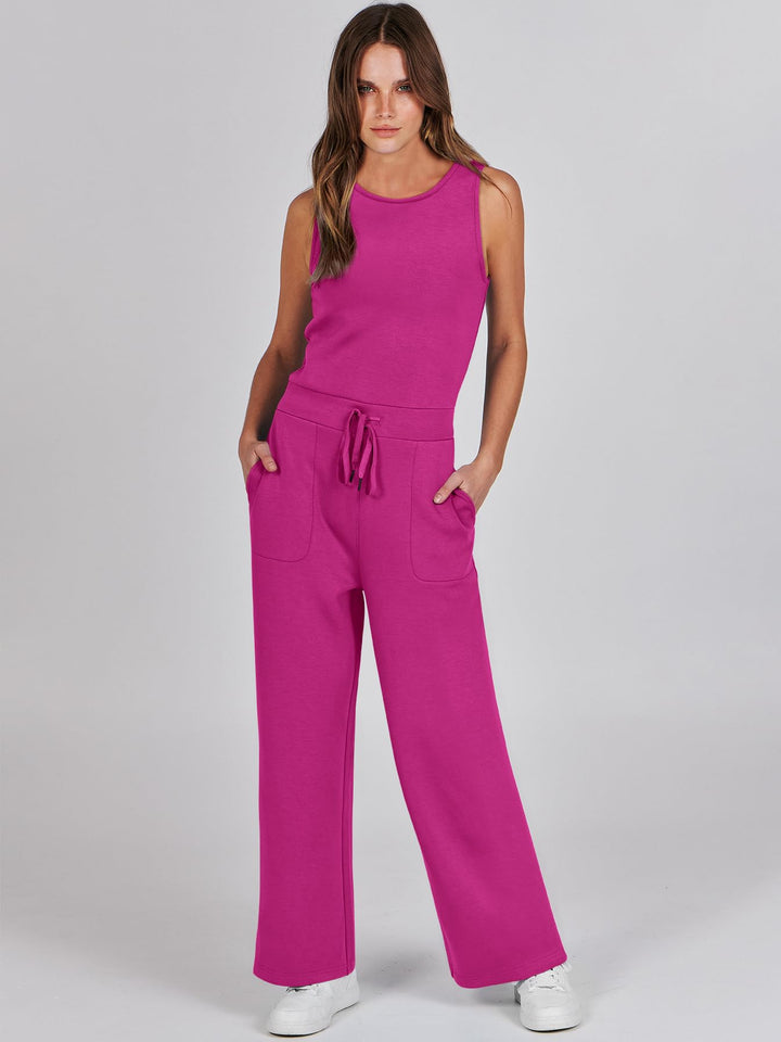 ANRABESS Women's Sleeveless Wide Leg Casual Jumpsuit
