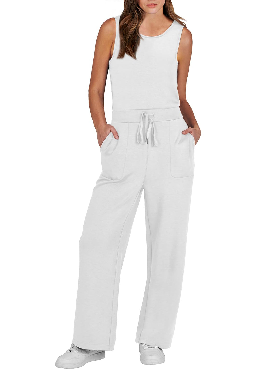 ANRABESS Women's Sleeveless Wide Leg Casual Jumpsuit
