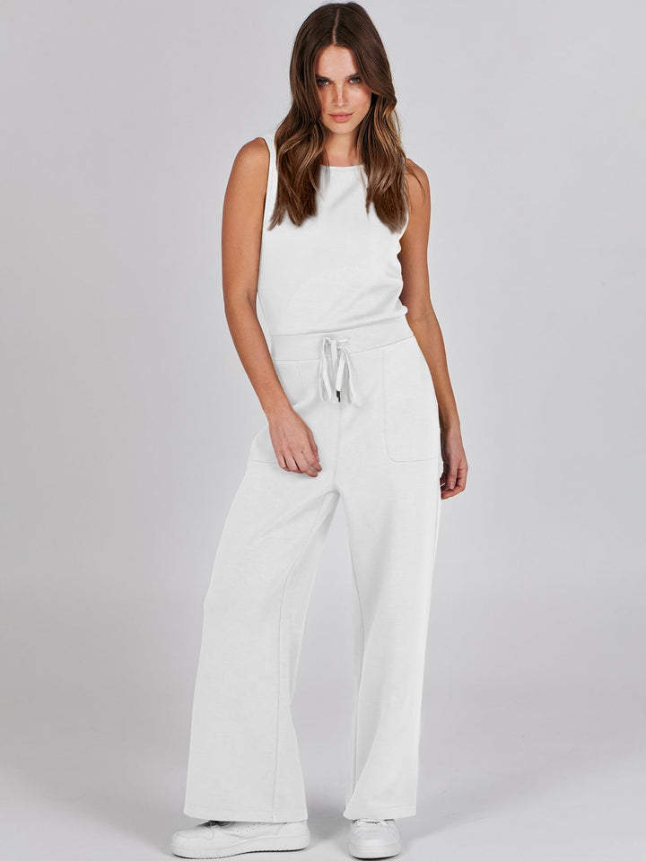 ANRABESS Women's Sleeveless Wide Leg Casual Jumpsuit