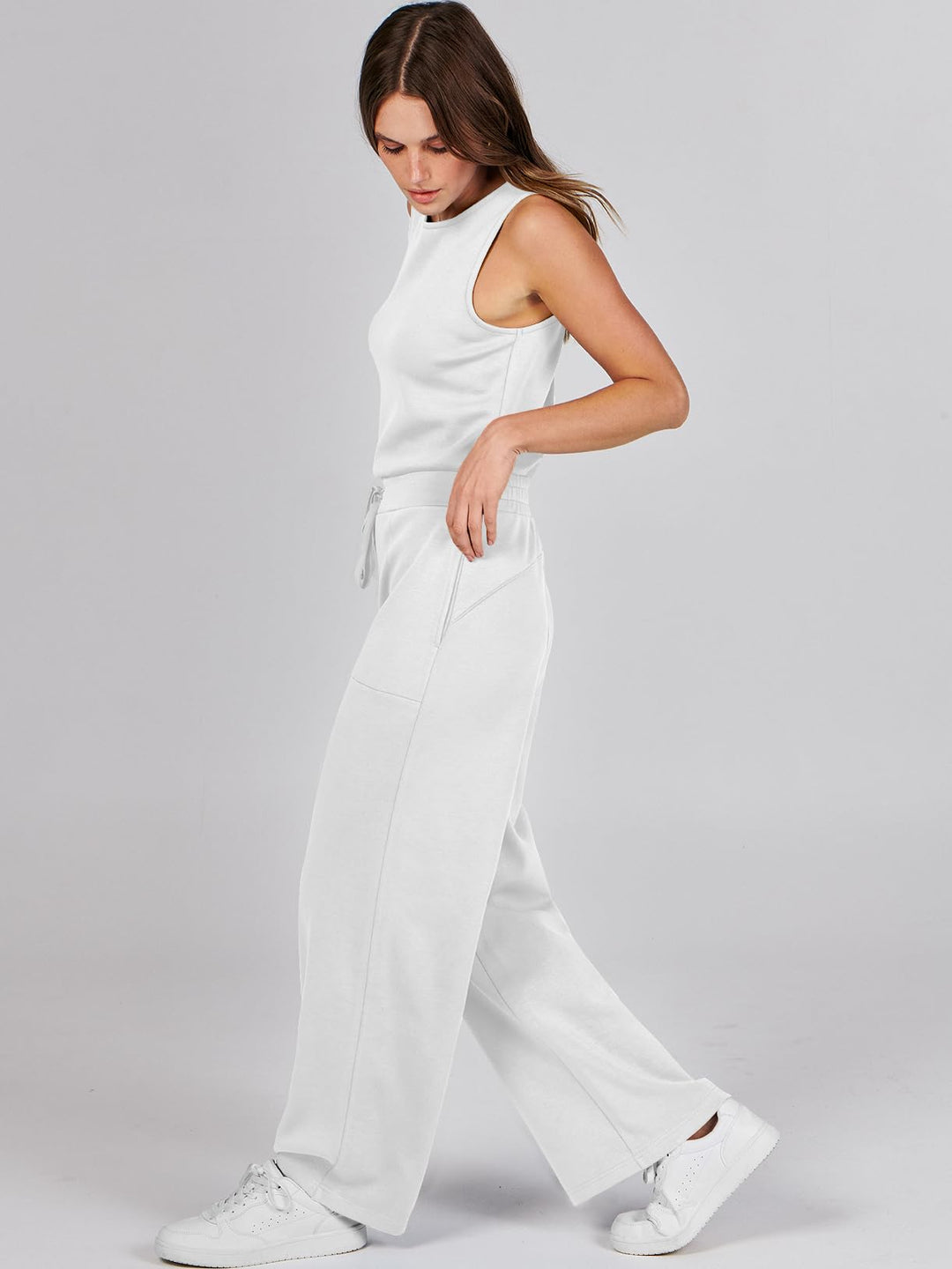 ANRABESS Women's Sleeveless Wide Leg Casual Jumpsuit