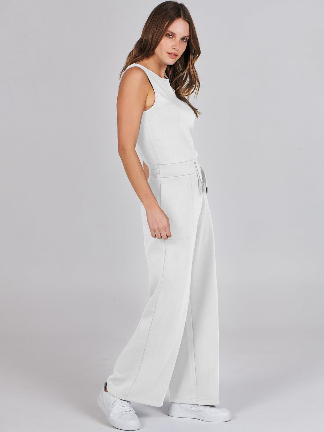ANRABESS Women's Sleeveless Wide Leg Casual Jumpsuit