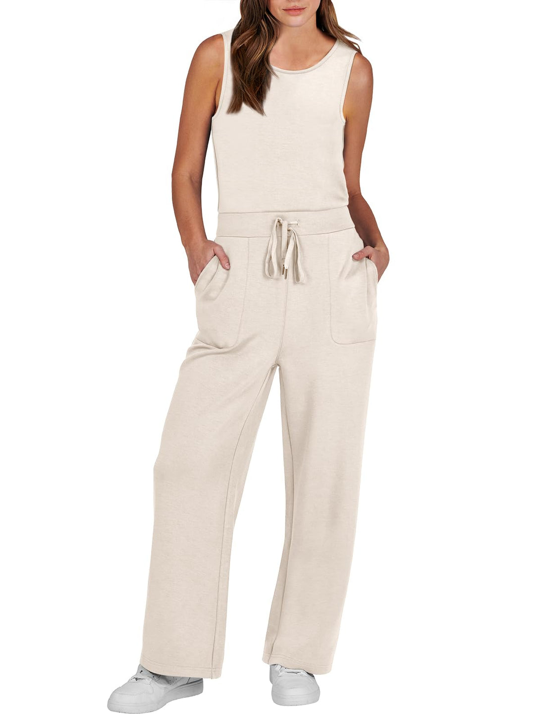 ANRABESS Women's Sleeveless Wide Leg Casual Jumpsuit