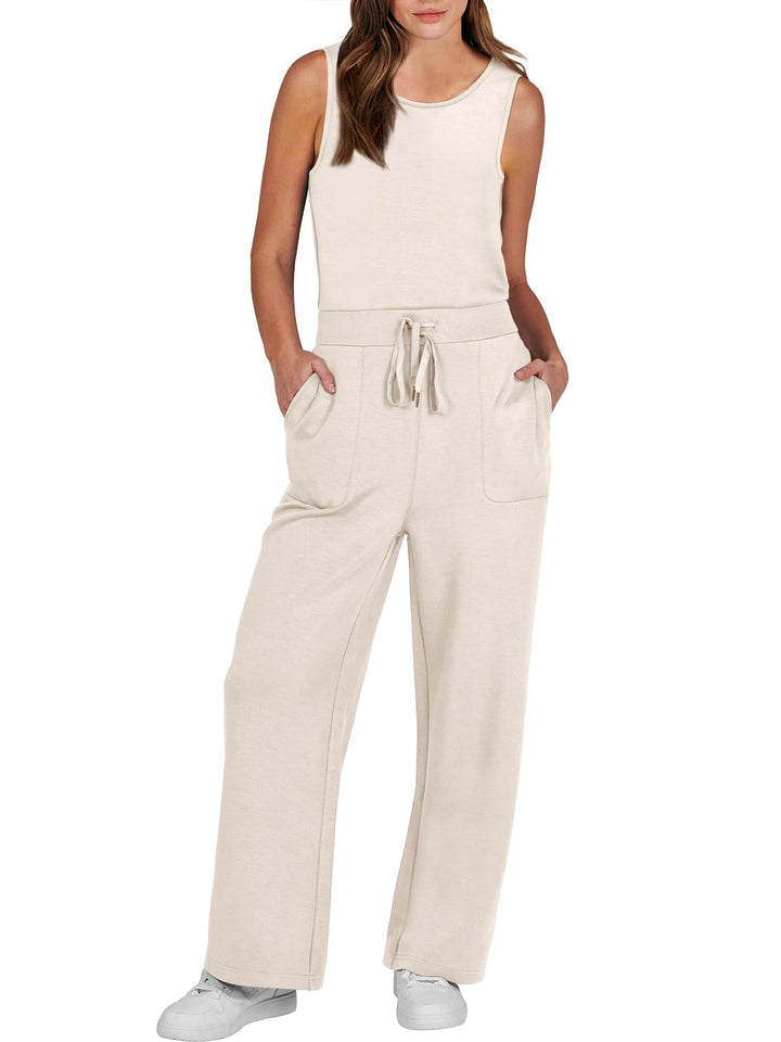 ANRABESS Women's Sleeveless Wide Leg Casual Jumpsuit