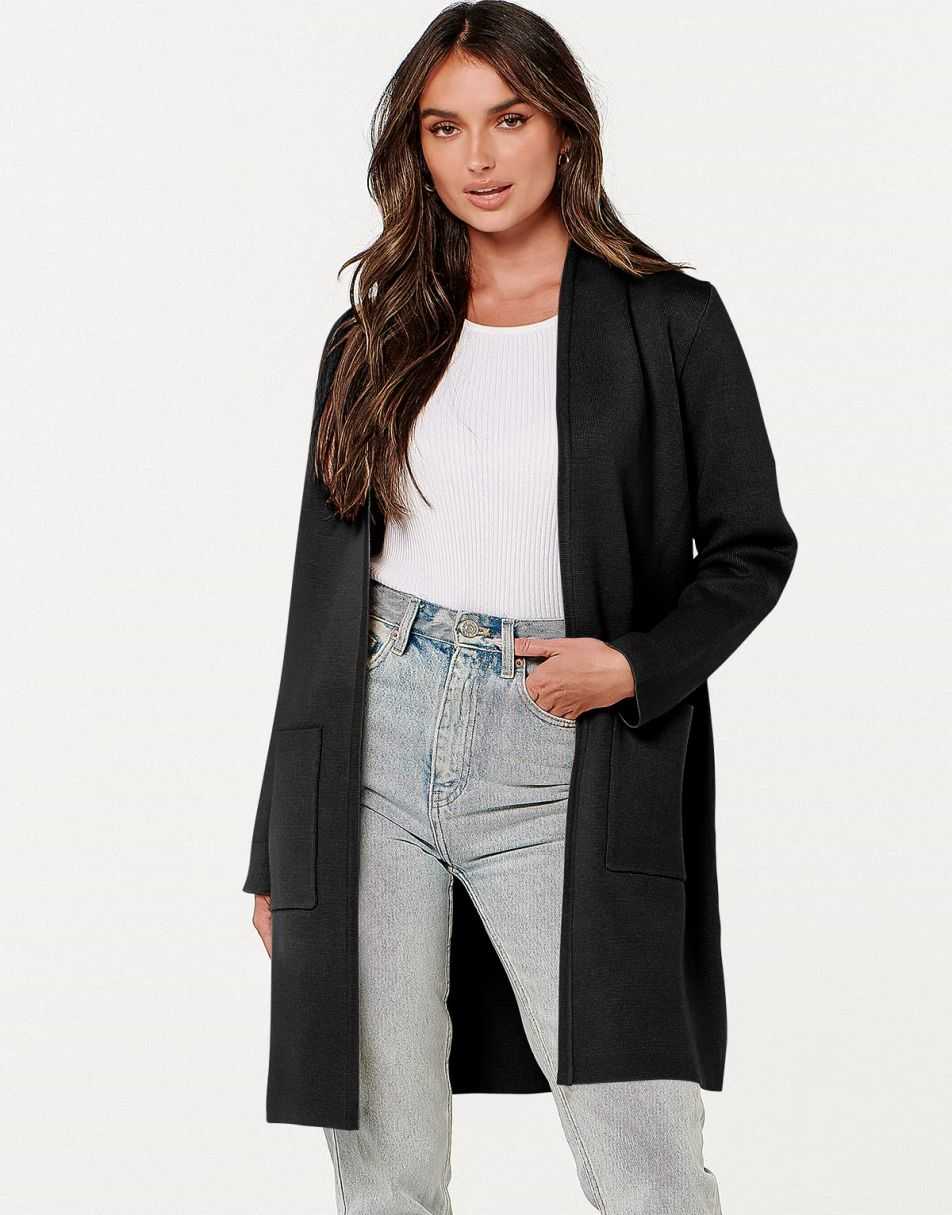 ANRABESS Women's Long Sleeve Open Front Cardigan Coat
