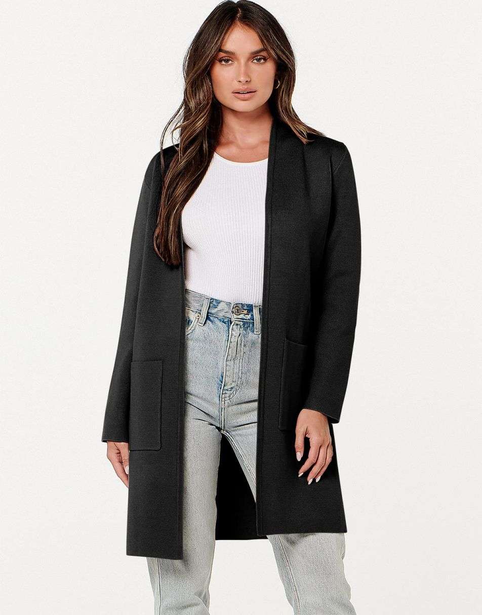 ANRABESS Women's Long Sleeve Open Front Cardigan Coat