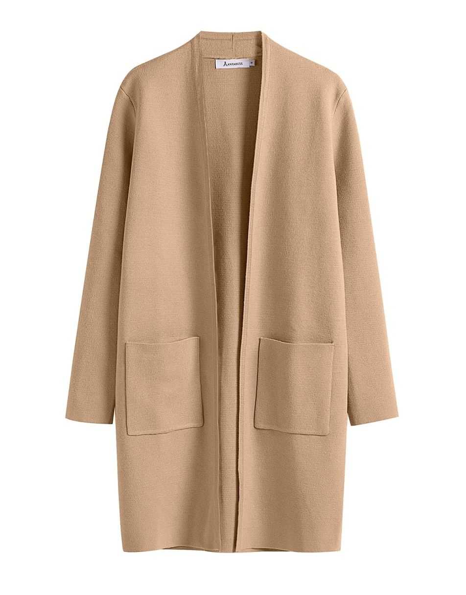 ANRABESS Women's Long Sleeve Open Front Cardigan Coat