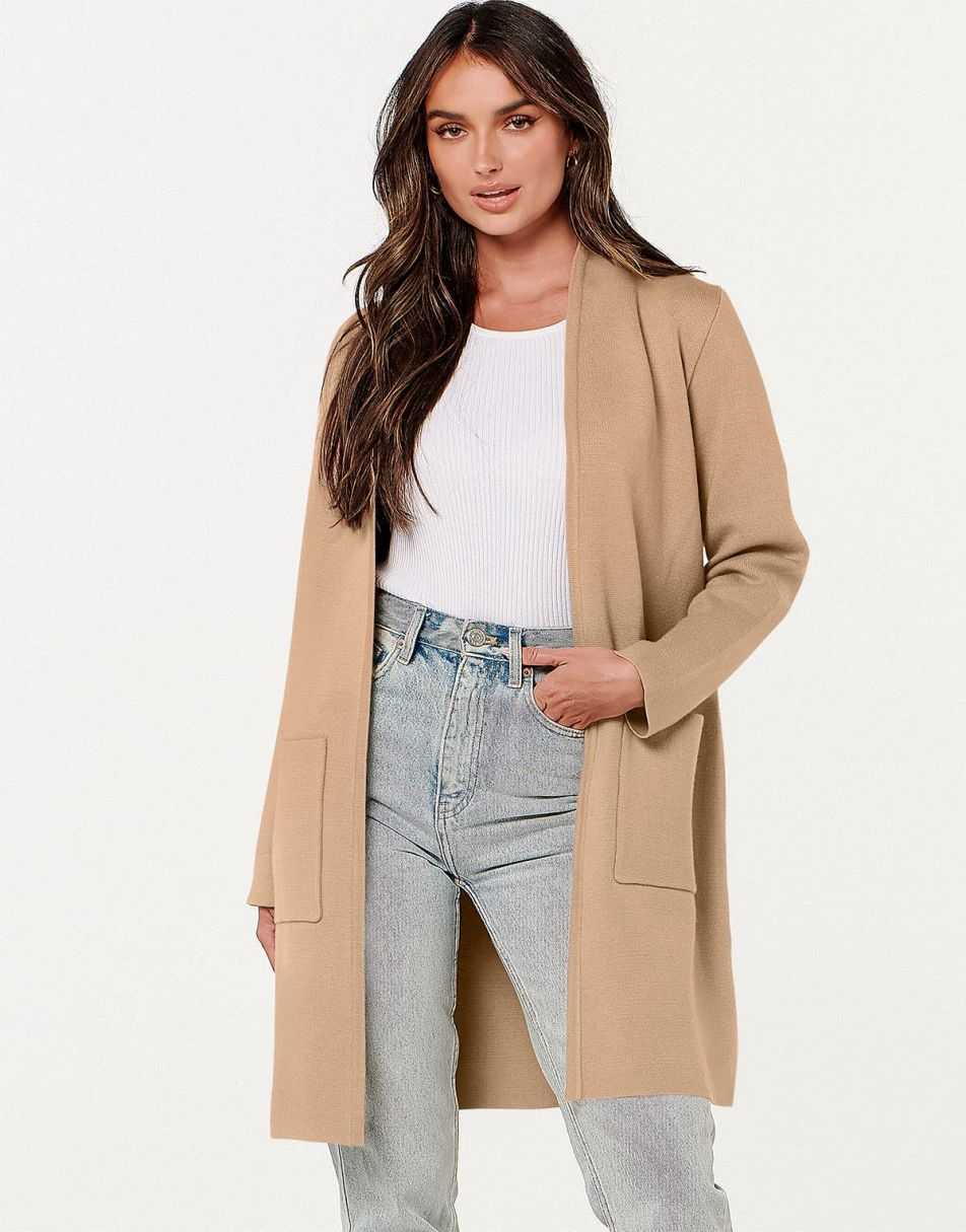 ANRABESS Women's Long Sleeve Open Front Cardigan Coat