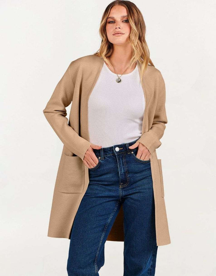 ANRABESS Women's Long Sleeve Open Front Cardigan Coat