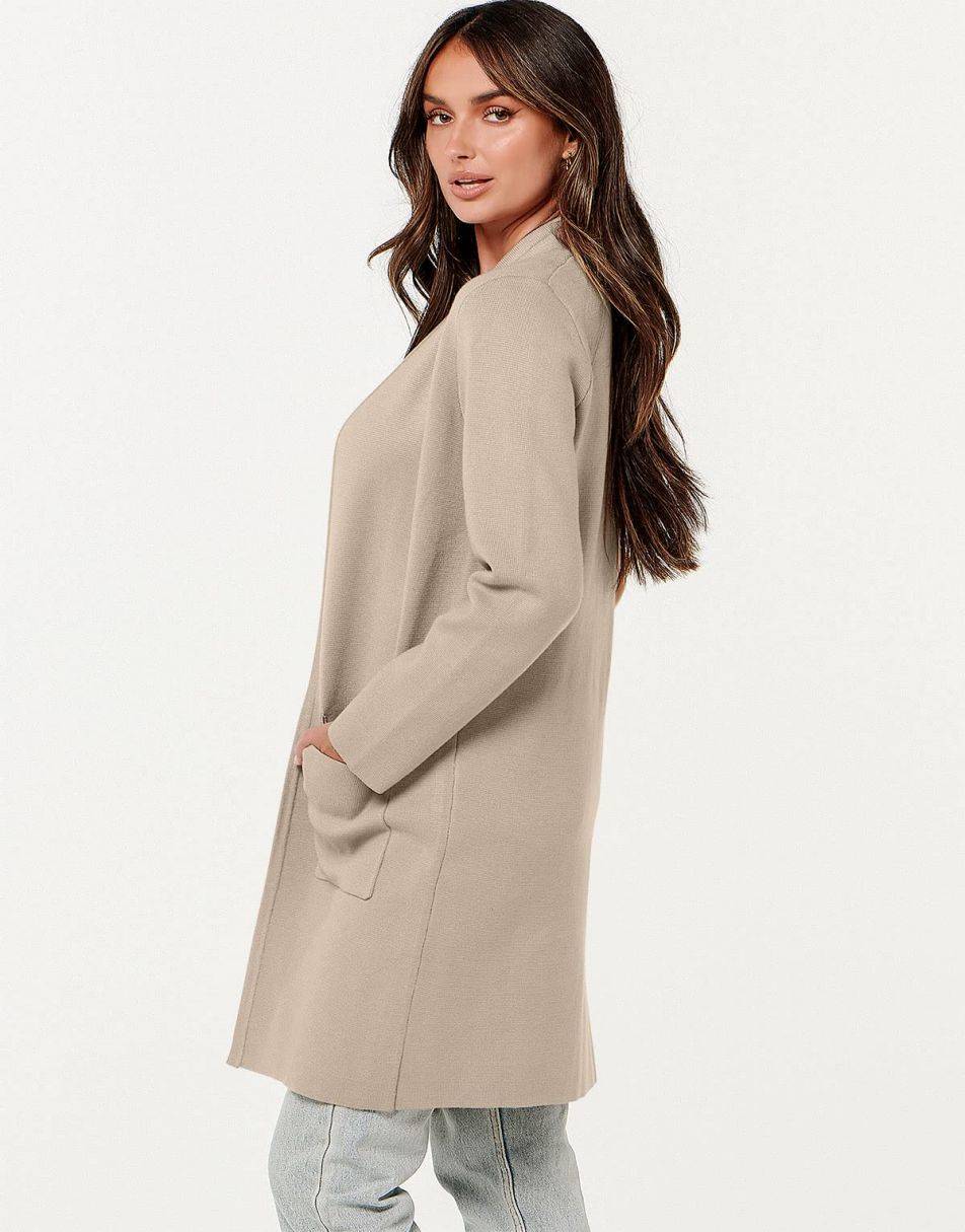 ANRABESS Women's Long Sleeve Open Front Cardigan Coat