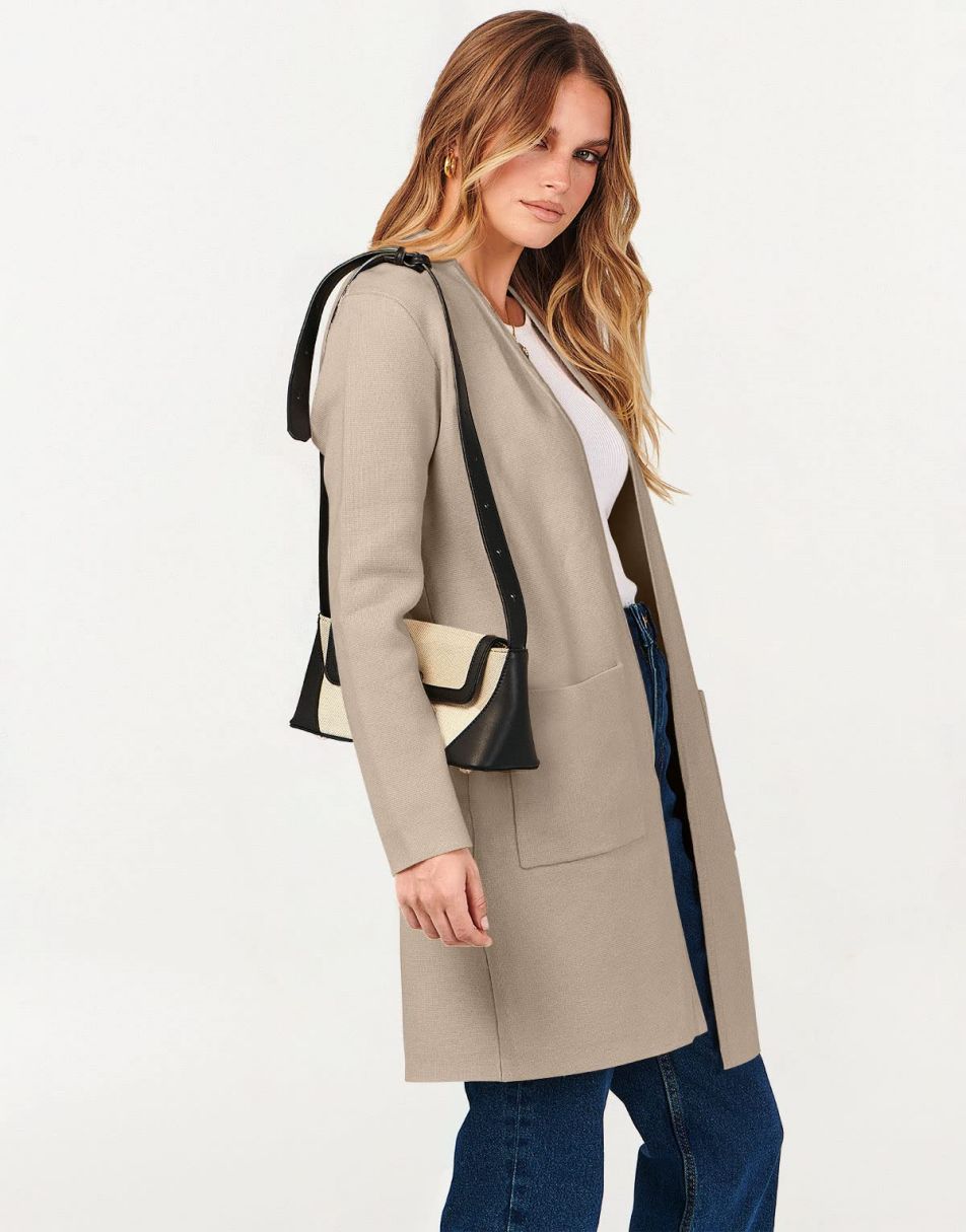 ANRABESS Women's Long Sleeve Open Front Cardigan Coat