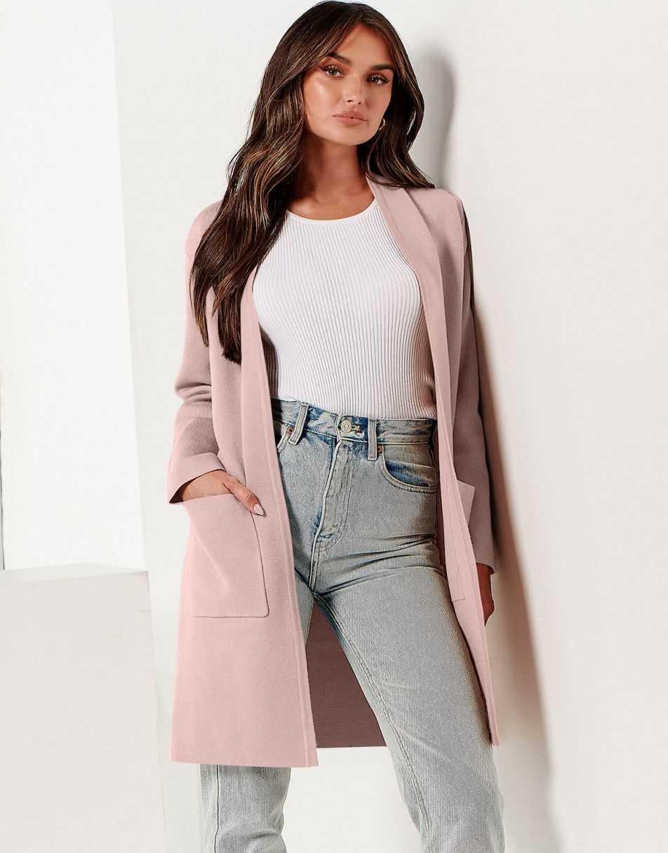 ANRABESS Women's Long Sleeve Open Front Cardigan Coat