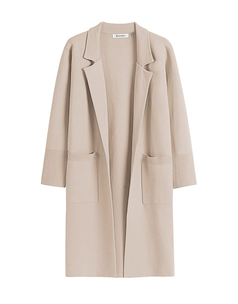 ANRABESS Women's Oversized Open Front Lapel Cardigan