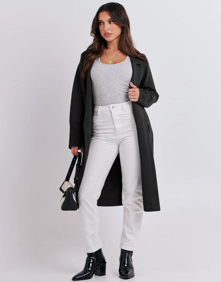 ANRABESS Women's Oversized Open Front Lapel Cardigan