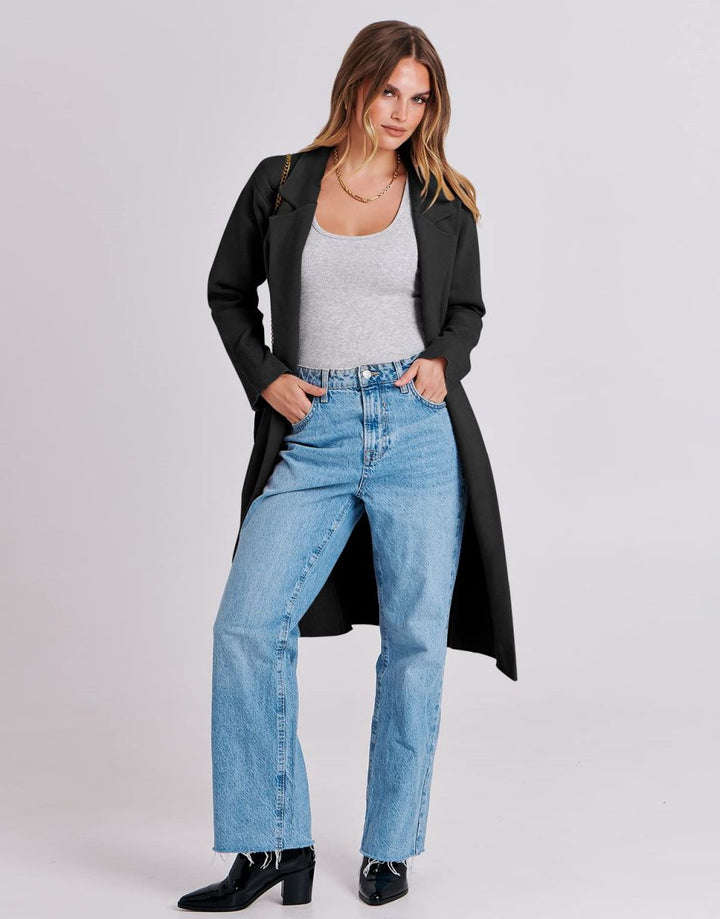 ANRABESS Women's Oversized Open Front Lapel Cardigan