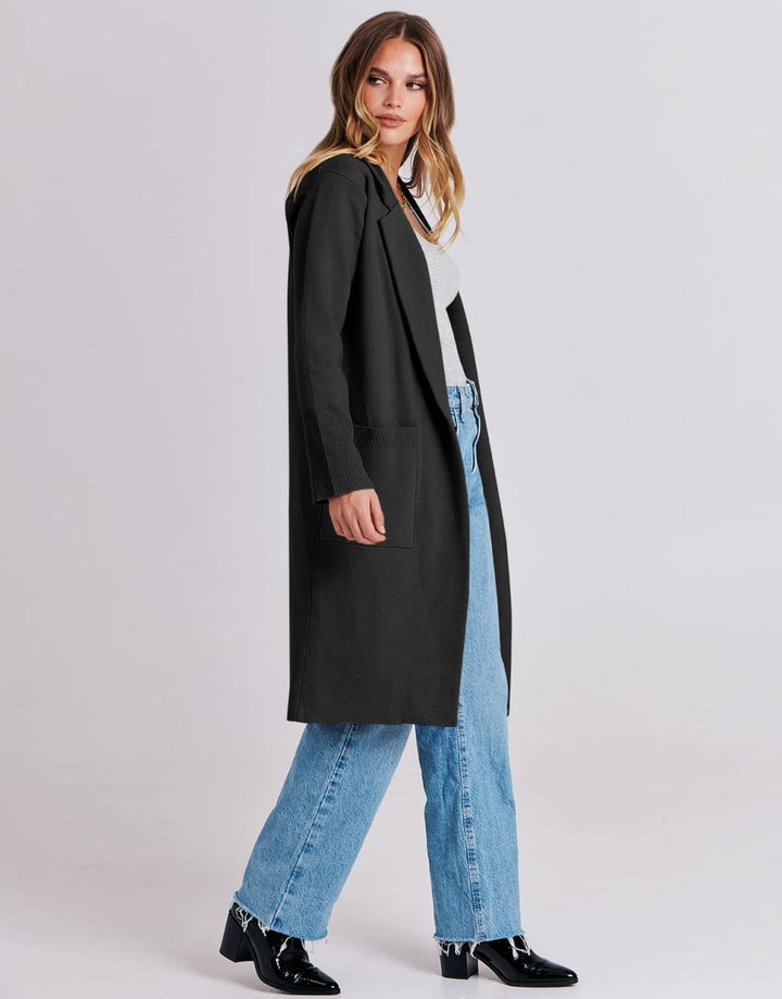 ANRABESS Women's Oversized Open Front Lapel Cardigan