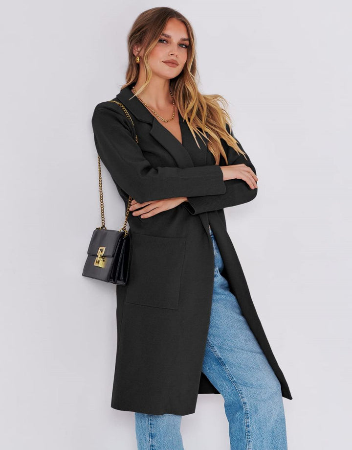 ANRABESS Women's Oversized Open Front Lapel Cardigan