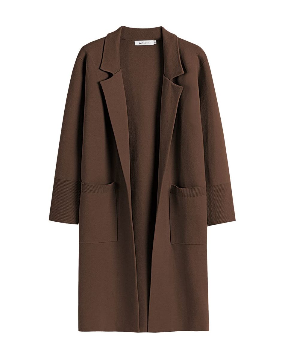 ANRABESS Women's Oversized Open Front Lapel Cardigan