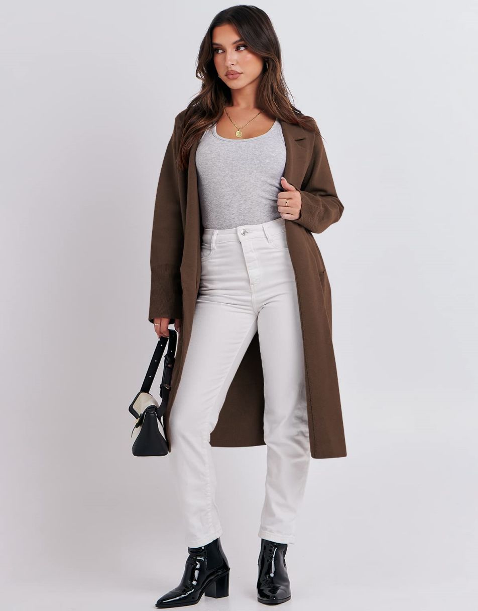 ANRABESS Women's Oversized Open Front Lapel Cardigan