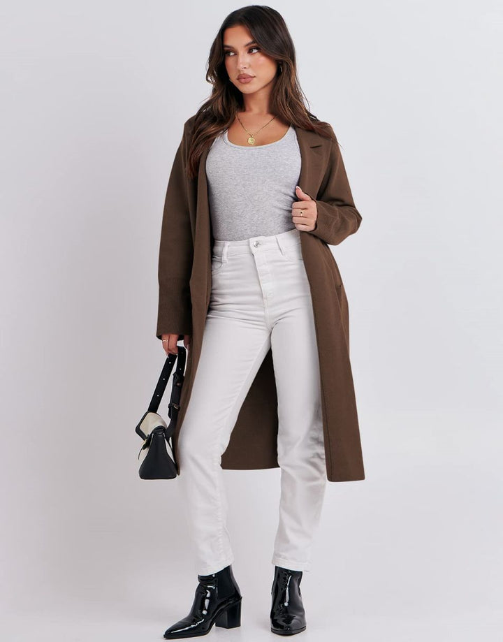 ANRABESS Women's Oversized Open Front Lapel Cardigan