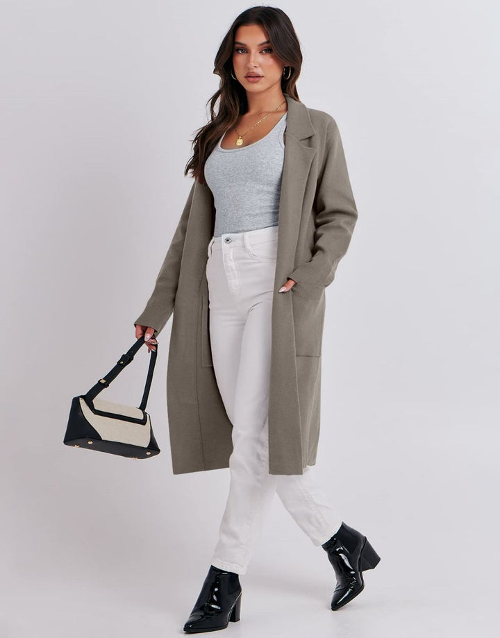 ANRABESS Women's Oversized Open Front Lapel Cardigan