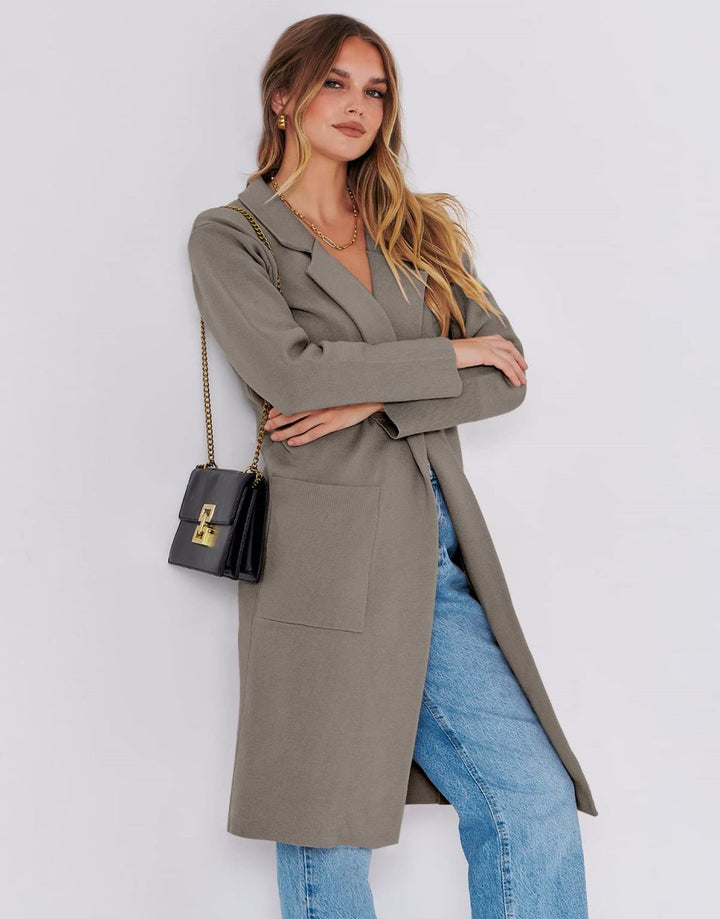 ANRABESS Women's Oversized Open Front Lapel Cardigan
