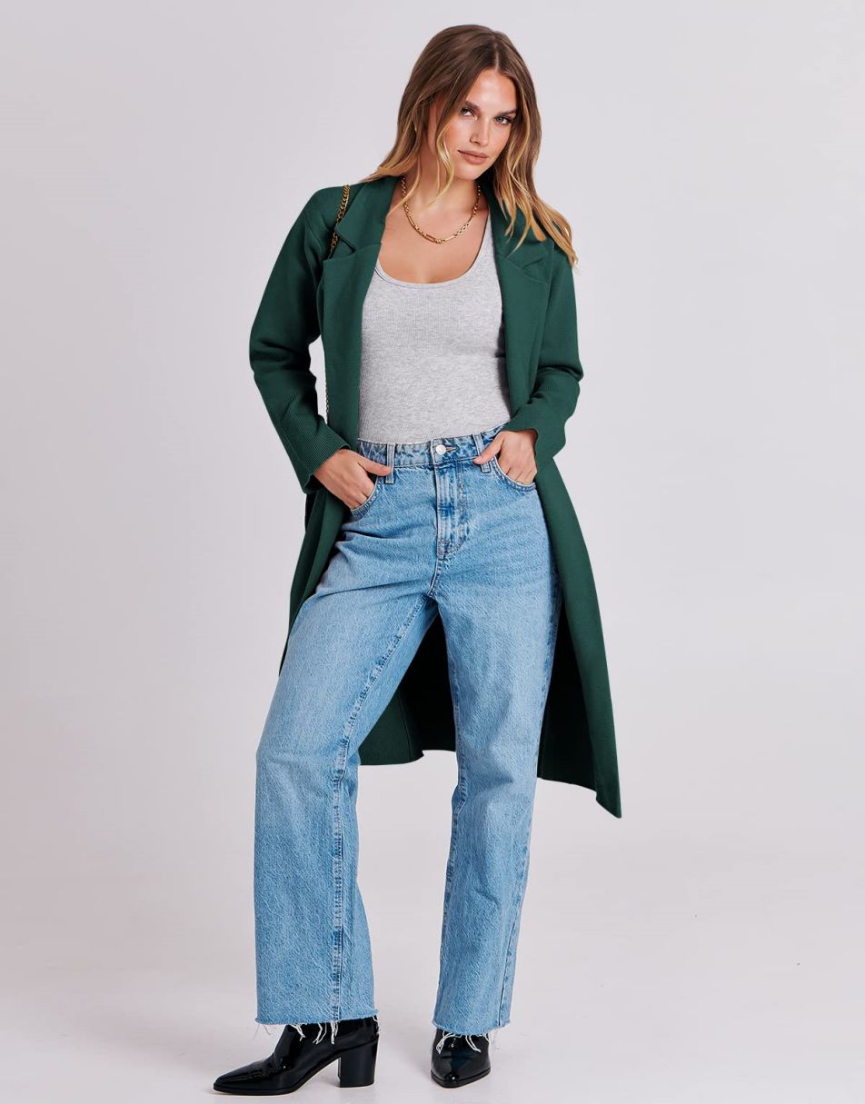 ANRABESS Women's Oversized Open Front Lapel Cardigan