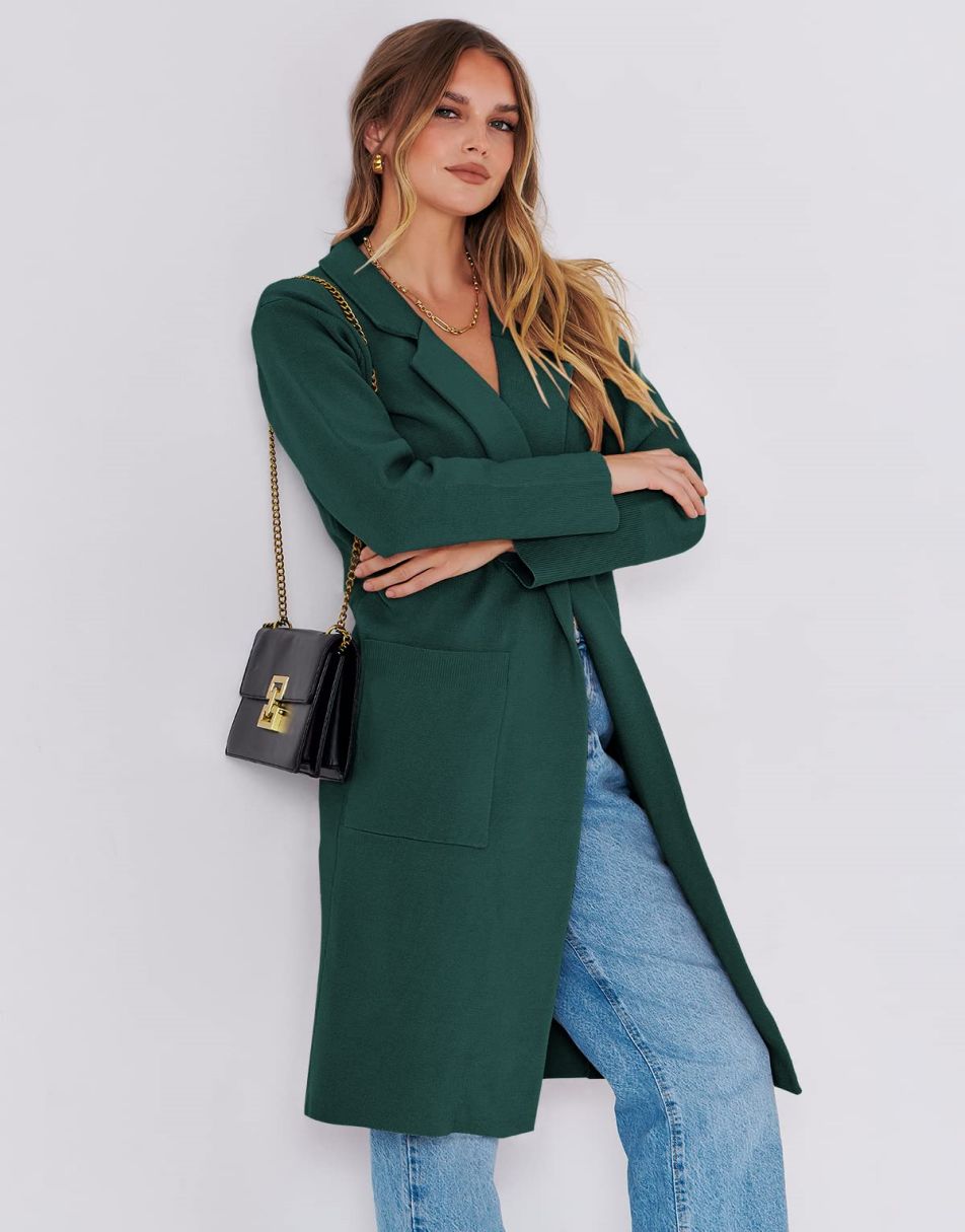 ANRABESS Women's Oversized Open Front Lapel Cardigan