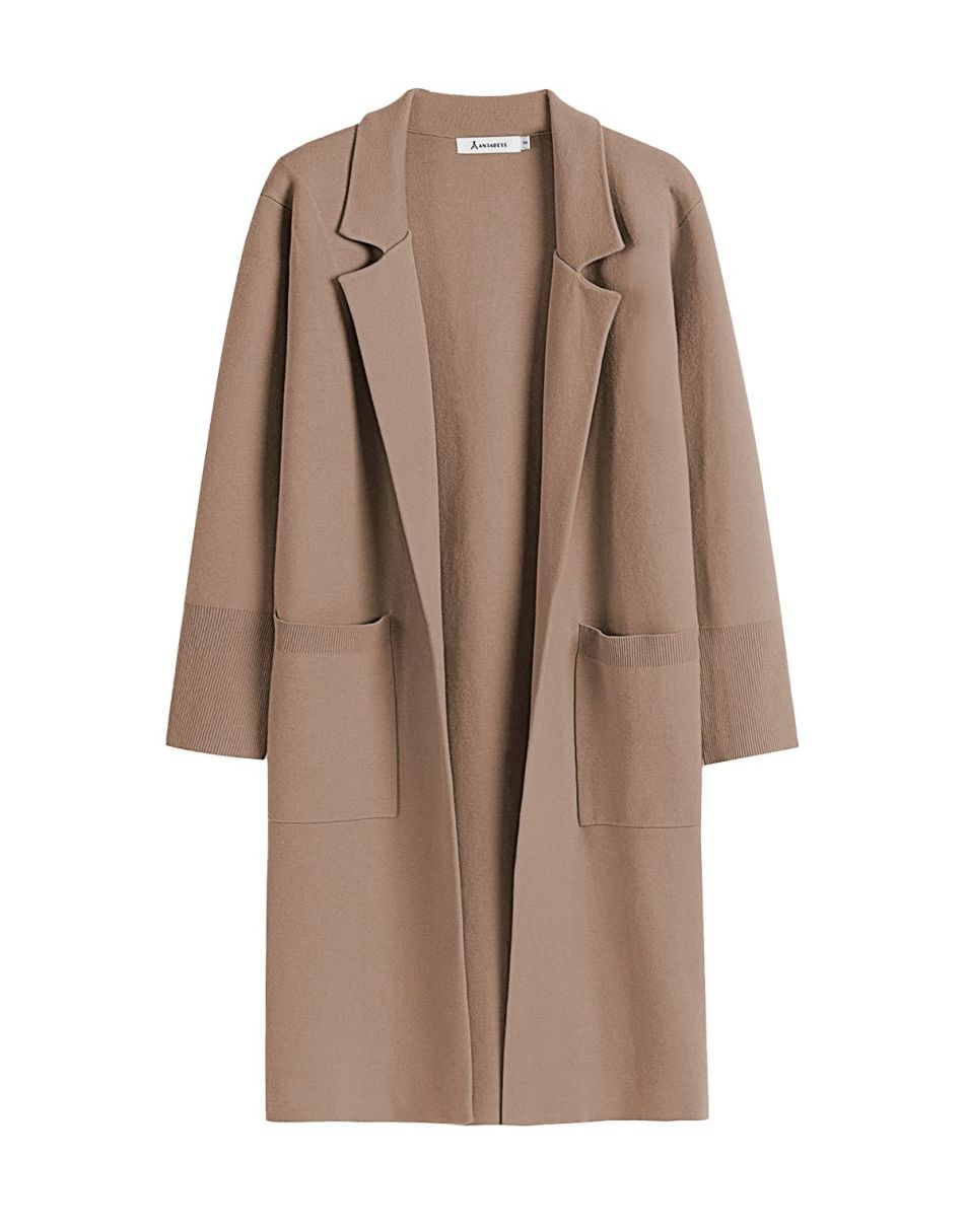 ANRABESS Women's Oversized Open Front Lapel Cardigan