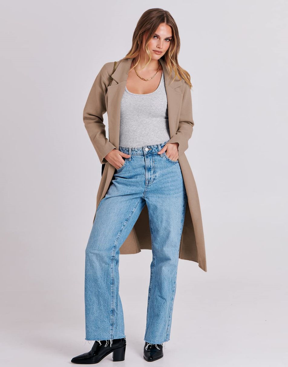 ANRABESS Women's Oversized Open Front Lapel Cardigan