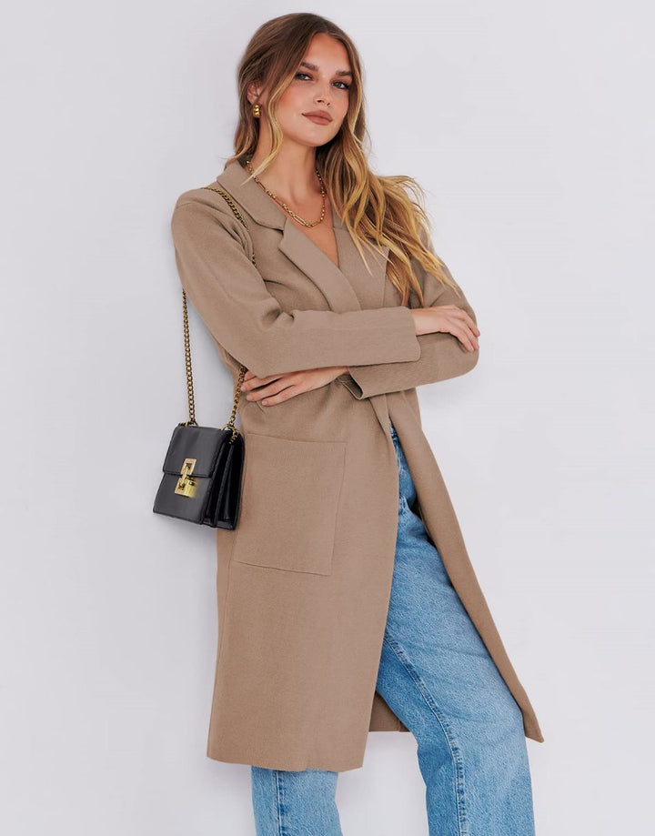 ANRABESS Women's Oversized Open Front Lapel Cardigan