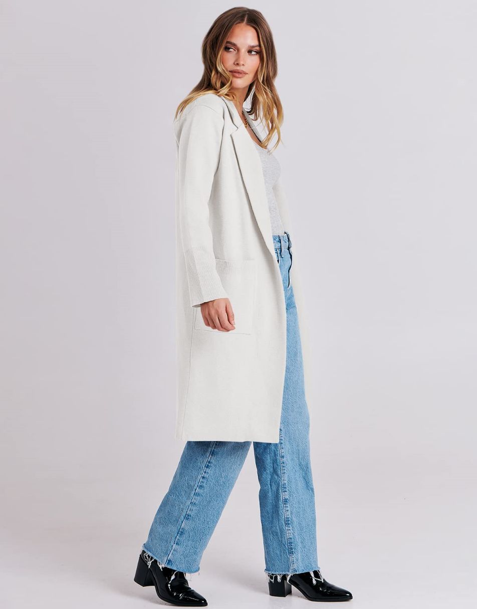 ANRABESS Women's Oversized Open Front Lapel Cardigan