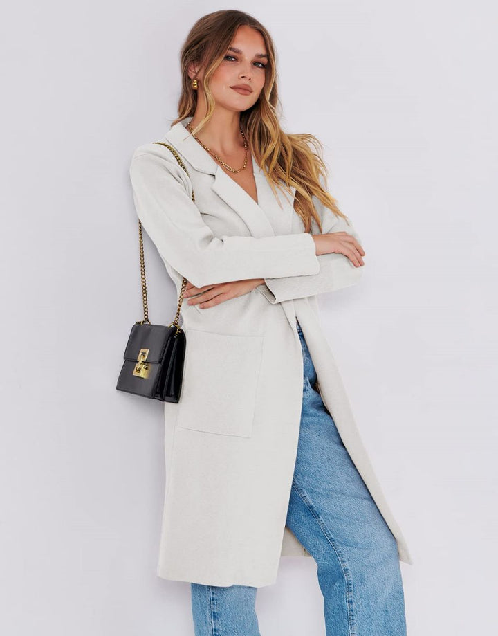 ANRABESS Women's Oversized Open Front Lapel Cardigan