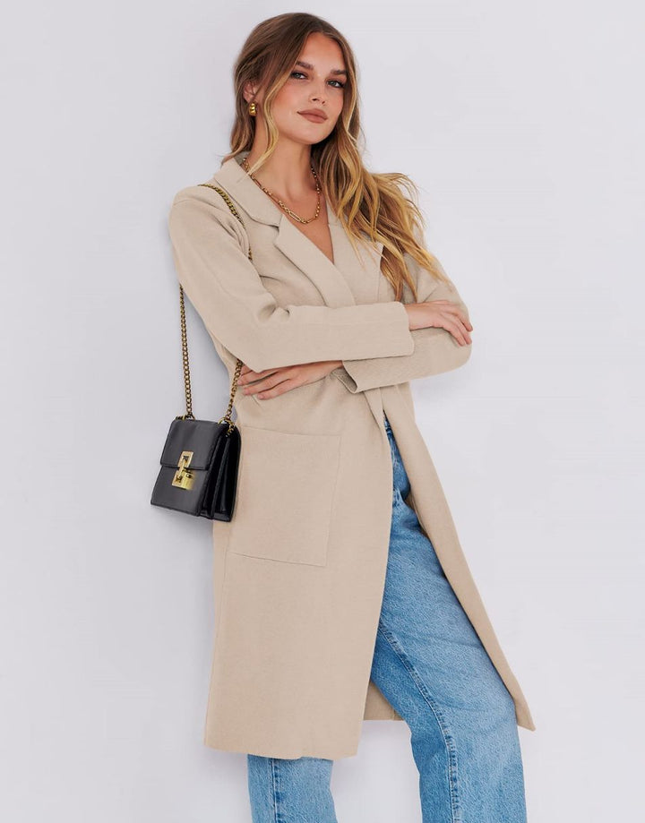 ANRABESS Women's Oversized Open Front Lapel Cardigan