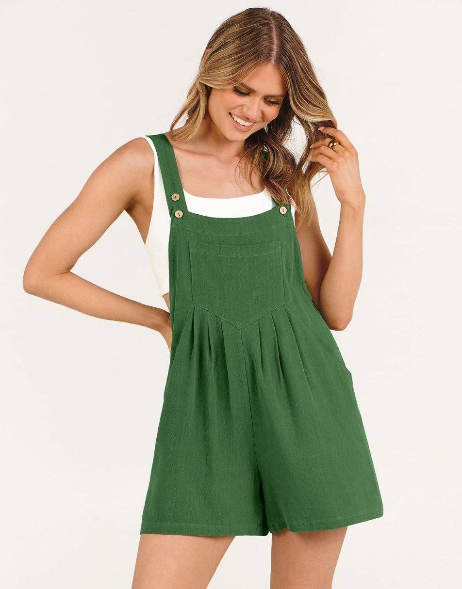 ANRABESS Linen Adjustable Strap Short Overalls