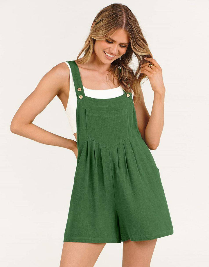ANRABESS Linen Adjustable Strap Short Overalls