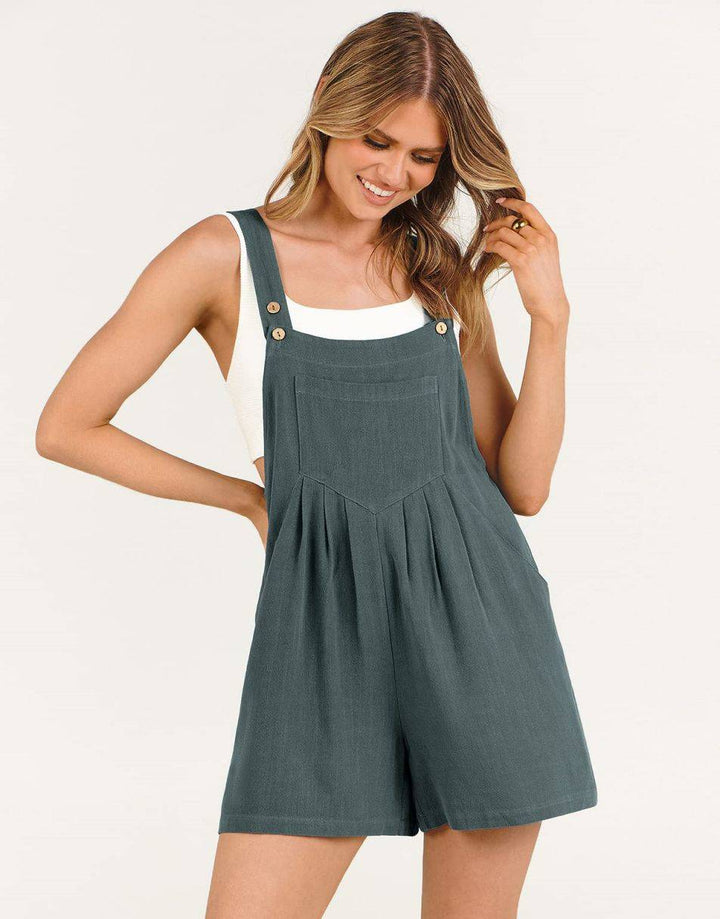 ANRABESS Linen Adjustable Strap Short Overalls
