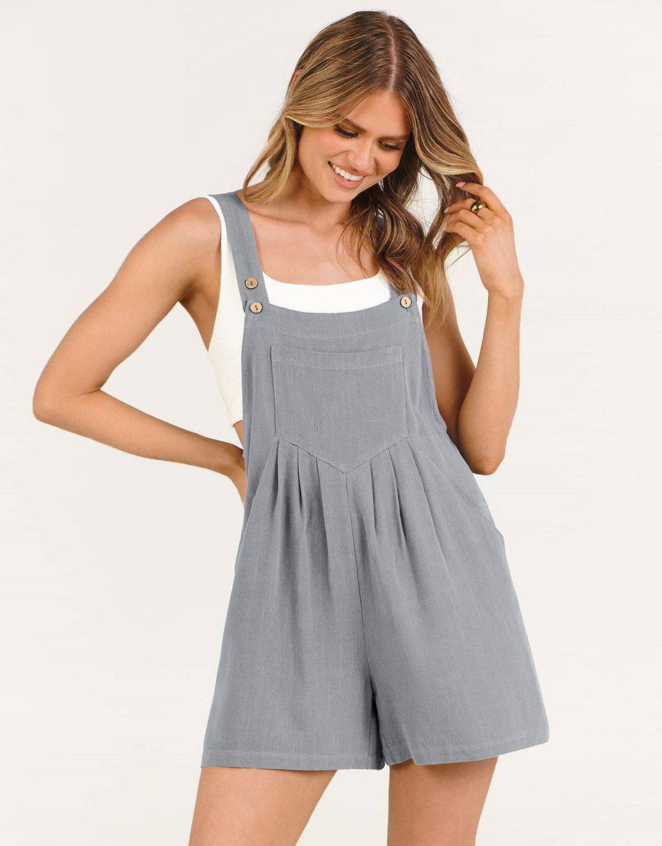 ANRABESS Linen Adjustable Strap Short Overalls